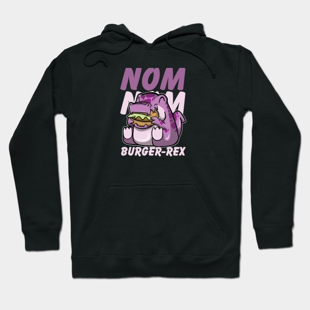 Hungry Cute Tyrannosaurus Rex munching a Burger Hungrily Hoodie by DinoMart